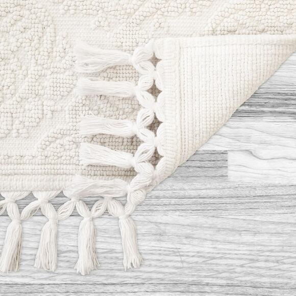 Jean Pierre - Ricardo Bath Mat Woven Fringe Bathroom Rugs 100% Cotton, Ivory - Picture 5 of 6